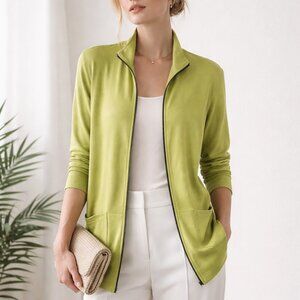 Vikki Vi Zip Front Jacket Cardigan Blazer Liquid Knit Slinky Travelers size 0X